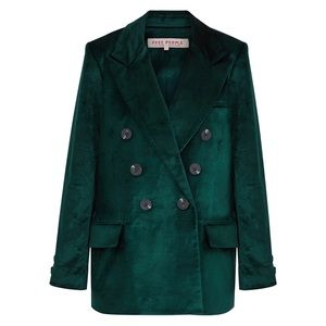 * SOLD * Free people Ashby Green Velvet Double Breasted Blazer - Large